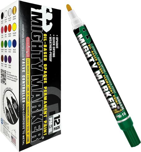 PM-16 Paint Marker, Oil Based, Permanent, Quick Drying, 2.3mm Bullet Tip, Industrial Paint Pen for Contractors and Welders, Yellow 12 Box in Kuwait