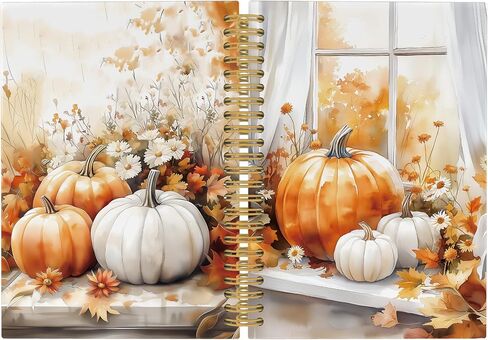 Pugwak Rustic Fall Floral Pumpkin Journal - Autumn Maple Leaf Pumpbour Notebooks college المحكم لمدرسة العمل ، هدايا الخريف للنساء ، اللوازم المكتبية ، دفتر Notebles sporal 5.5 "× 8.3" in Saudi Arabia