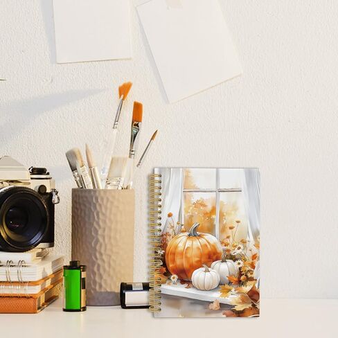Pugwak Rustic Fall Floral Pumpkin Journal - Autumn Maple Leaf Pumpbour Notebooks college المحكم لمدرسة العمل ، هدايا الخريف للنساء ، اللوازم المكتبية ، دفتر Notebles sporal 5.5 "× 8.3" in Saudi Arabia