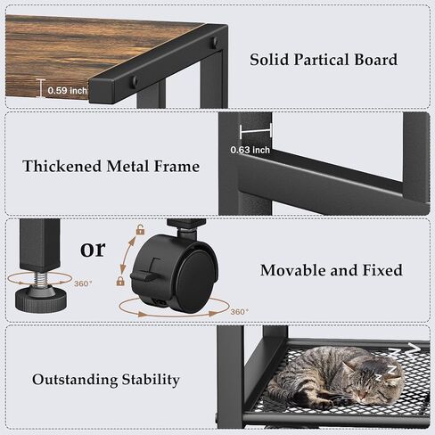 Printer Cart with Wheels, Printer Stand with Storage, Printer Table for Home Office, 3 Tier Cart with Adjustable Shelf, Supports Up to 100 Lbs, for Print, Heat Press, Scanner & Fax in Saudi Arabia