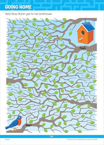 School Zone Big Mazes & More Workbook: 320 Pages, 1st Grade, 2nd Grade, Learning Activities, Math, Maze Puzzles, Games, Color By Numbers, Ages 6 to 8 (School Zone Big Workbook Series) in Saudi Arabia
