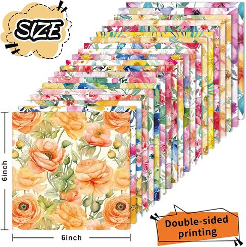 40 Sheets Floral Pattern Paper Watercolor Flower Scrapbook Specialty Paper Double Sided for Spring DIY Crafts Card Making Photo Album Decor, 6 x 6 Inch in Saudi Arabia
