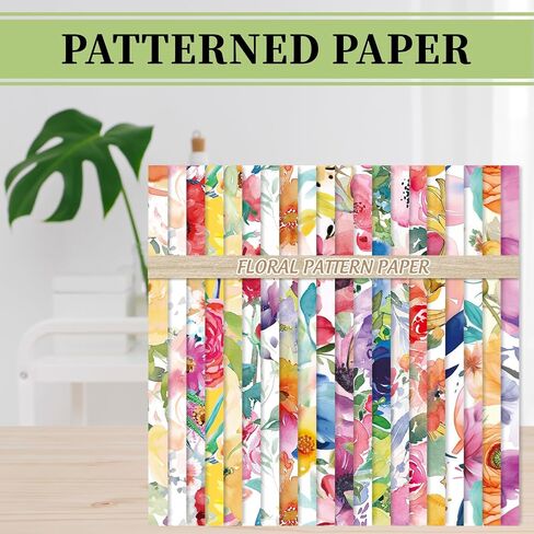 40 Sheets Floral Pattern Paper Watercolor Flower Scrapbook Specialty Paper Double Sided for Spring DIY Crafts Card Making Photo Album Decor, 6 x 6 Inch in Saudi Arabia