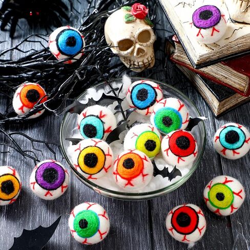 16 Pieces Halloween Felt Fake Eyes 8 Colors 40 mm Horror Props Eyeballs for Crafts Halloween Trick or Treat Party Decoration Tiered Tray Decor, Mask Doll DIY Toy Accessories in Saudi Arabia