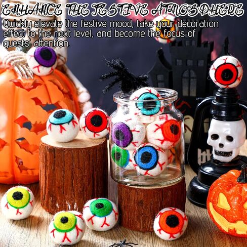 16 Pieces Halloween Felt Fake Eyes 8 Colors 40 mm Horror Props Eyeballs for Crafts Halloween Trick or Treat Party Decoration Tiered Tray Decor, Mask Doll DIY Toy Accessories in Saudi Arabia