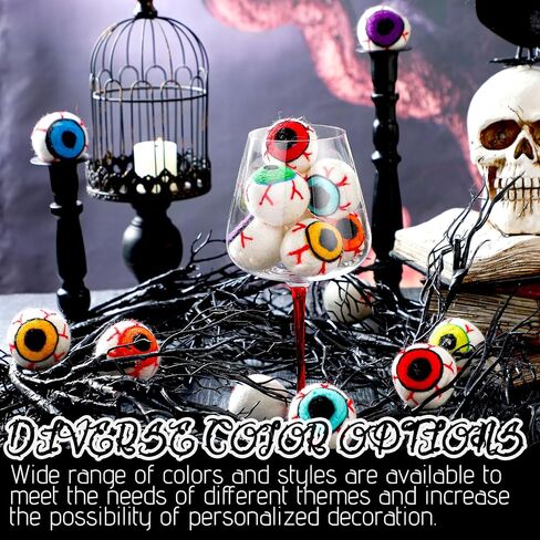 16 Pieces Halloween Felt Fake Eyes 8 Colors 40 mm Horror Props Eyeballs for Crafts Halloween Trick or Treat Party Decoration Tiered Tray Decor, Mask Doll DIY Toy Accessories in Saudi Arabia