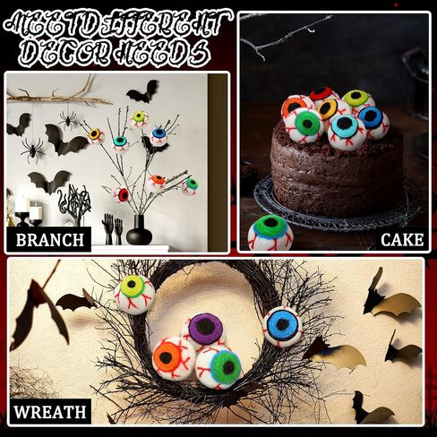 16 Pieces Halloween Felt Fake Eyes 8 Colors 40 mm Horror Props Eyeballs for Crafts Halloween Trick or Treat Party Decoration Tiered Tray Decor, Mask Doll DIY Toy Accessories in Saudi Arabia