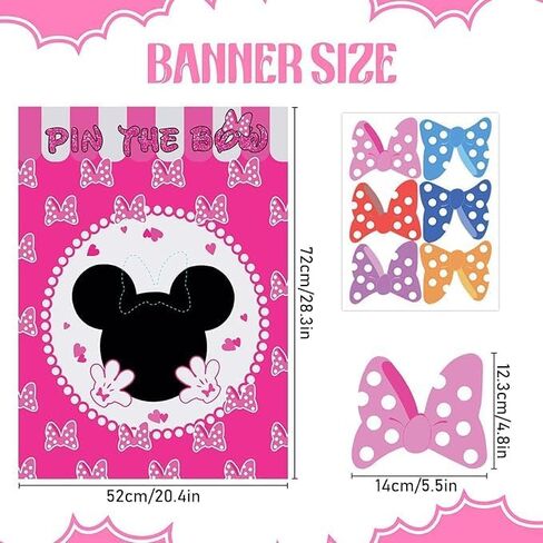Cute Cartoon Mouse Birthday Party Decoration, Pin The Bow Sticker on Mouse Party Game, Pink Large Poster with 24Pcs Bow Stickers in Saudi Arabia