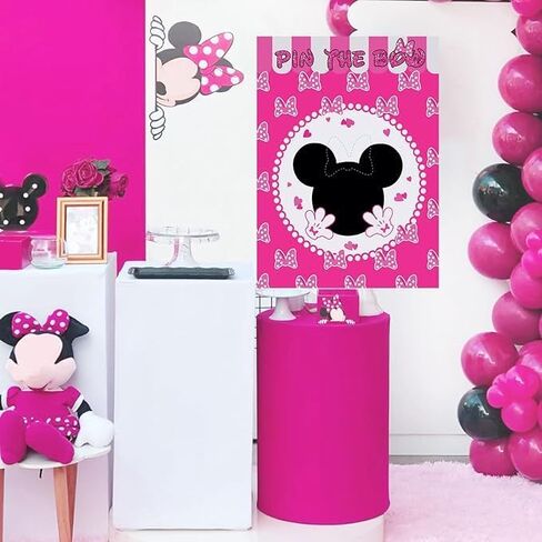 Cute Cartoon Mouse Birthday Party Decoration, Pin The Bow Sticker on Mouse Party Game, Pink Large Poster with 24Pcs Bow Stickers in Saudi Arabia