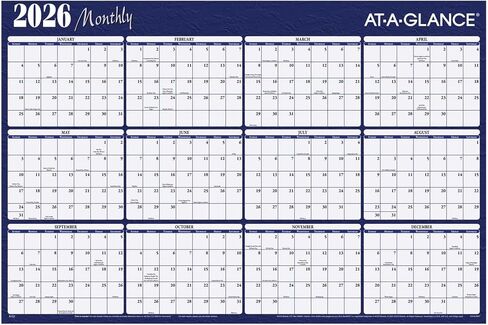 AT-A-GLANCE® 2026 التقويم الحائط السنوي القابل للعكس الأفقي ، الأحمر والأزرق ، كبير جدًا ، 48 "× 32" in Saudi Arabia