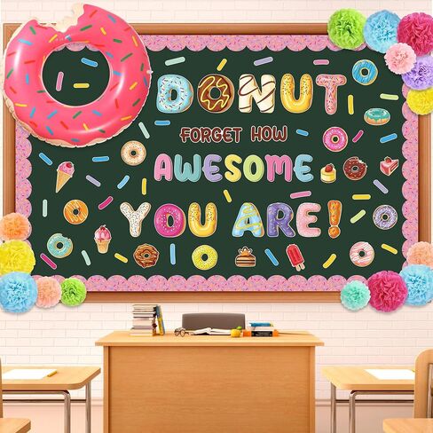 Pasimy Donut Classroom Decoration Dounuts Bulletin Board 3d Inspirational Donut Paper Cutout Day First of School Donut Bulletin Decor in Saudi Arabia