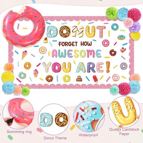 Pasimy Donut Classroom Decoration Dounuts Bulletin Board 3d Inspirational Donut Paper Cutout Day First of School Donut Bulletin Decor in Saudi Arabia