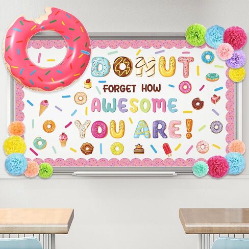 Pasimy Donut Classroom Decoration Dounuts Bulletin Board 3d Inspirational Donut Paper Cutout Day First of School Donut Bulletin Decor in Saudi Arabia