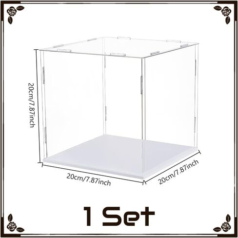 AHANDMAKER Display Case Clear Cube Baseball Holder Hat Display Case with White Base Acrylic Transparent Showcase for Action Figures Baseball, 7.87x7.87x7.87 Inch in Saudi Arabia