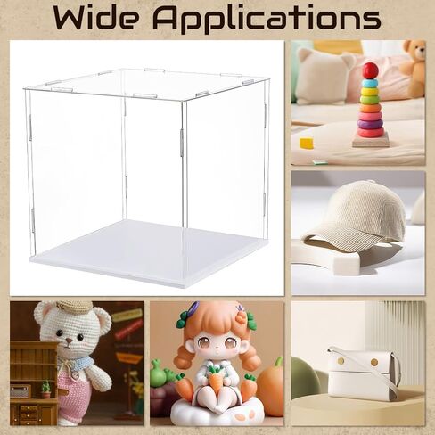 AHANDMAKER Display Case Clear Cube Baseball Holder Hat Display Case with White Base Acrylic Transparent Showcase for Action Figures Baseball, 7.87x7.87x7.87 Inch in Saudi Arabia