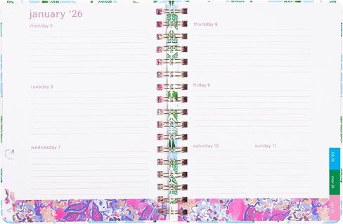 مخطط Lilly Bulitzer الشهري الكبير يناير 2026 - ديسمبر 2026 ، جدول الأعمال الشهري والتقويم ، الملصقات ، الجيوب ، والربط الحلزوني (صيف لا نهاية له) in Saudi Arabia