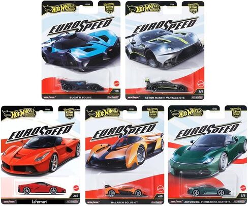 1:64 Scale Diecast Model Car متوافق مع Hot Wheels Premium Car Cirture Euro Speed ​​L Case مجموعة من 5 سيارات ، FPY86-961L in Saudi Arabia