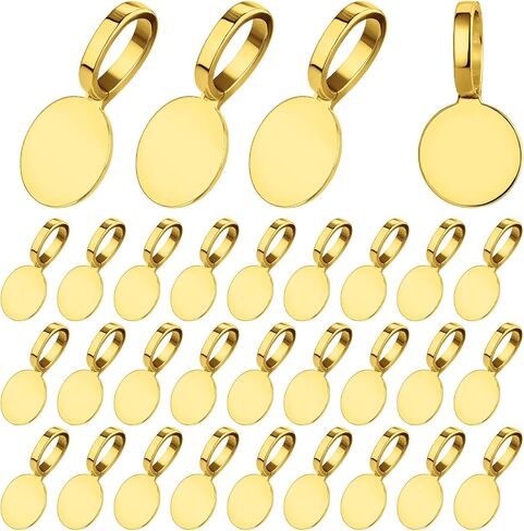 100 PCS Bails for Jewelry Making Gold on Pad Pad Flat Bails Round Roundants Charms Connector Glue on Pendant Bail for Pendants DIY Craft Jewelry Associory in Saudi Arabia