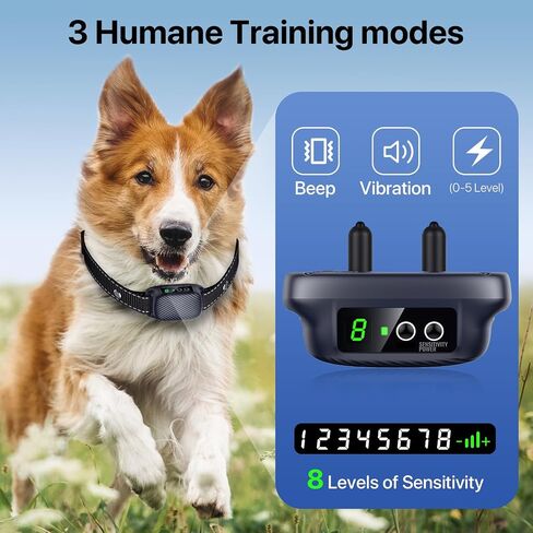 Bark Collar, Automatic Dog Bark Collar with 3 Effective Training Modes& 8 Sensitivity for Medium Large Dogs, Rechargeable Smart Anti Bark Training Collars for Dog Indoor & Outdoor Use in Saudi Arabia