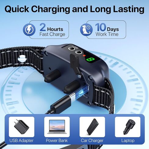 Bark Collar, Automatic Dog Bark Collar with 3 Effective Training Modes& 8 Sensitivity for Medium Large Dogs, Rechargeable Smart Anti Bark Training Collars for Dog Indoor & Outdoor Use in Saudi Arabia