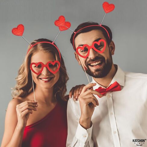 KatchOn, Glitter Pink and Red Heart HeadBand - Pack of 12 | Valentines Day Heart Head Boppers for Valentines Day Decor | Heart Antenna Headband, Valentines Headband | Valentines Party Decorations in Saudi Arabia