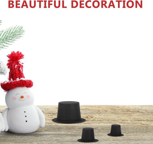 ABOOFAN Mini Felt Hats - 60Pcs Christmas Black Top Hat, Bucket Hat, Wine Bottle Toppers, Doll Caps for Xmas Party Decor, Snowman, Pets, Candy in Saudi Arabia