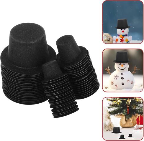 ABOOFAN Mini Felt Hats - 60Pcs Christmas Black Top Hat, Bucket Hat, Wine Bottle Toppers, Doll Caps for Xmas Party Decor, Snowman, Pets, Candy in Saudi Arabia