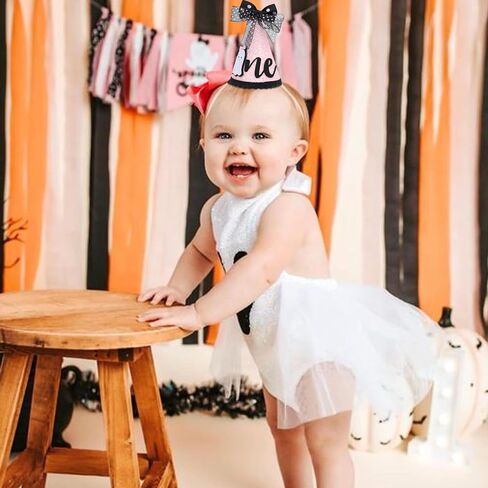 Madeng Halloween Spooky One Birthday Decorations - Ghost 1st Birthday Crown ، Ghost Crown ، Little Ghost Smash Cake Photo Props ، Halloween First Hirt in Saudi Arabia