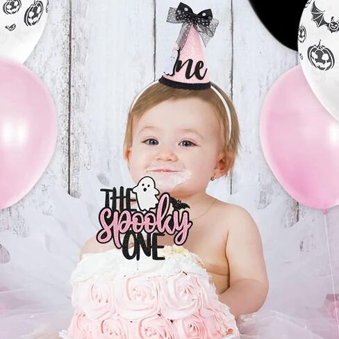 Madeng Halloween Spooky One Birthday Decorations - Ghost 1st Birthday Crown ، Ghost Crown ، Little Ghost Smash Cake Photo Props ، Halloween First Hirt in Saudi Arabia