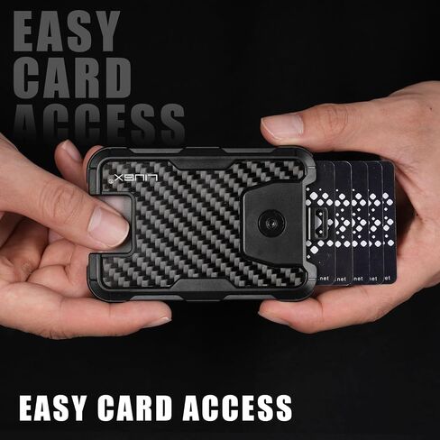 LIUGX Carbon Fiber Badge Holder, No-Clip Version, ID Card Holder,Heavy Duty Id Holder (Holds 6 Cards),for Office Police Worker Outdoor,Black in Kuwait