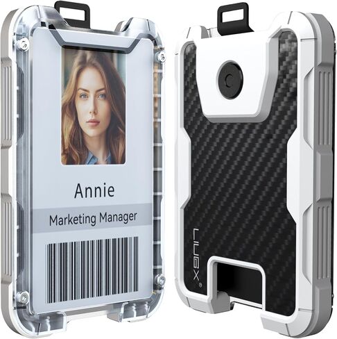 LIUGX Carbon Fiber Badge Holder, No-Clip Version, ID Card Holder,Heavy Duty Id Holder (Holds 6 Cards),for Office Police Worker Outdoor,Black in Kuwait