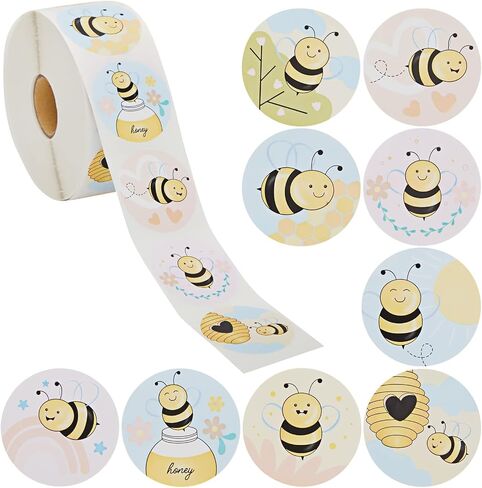 1000 Pieces Bumble Bee Stickers for Kids, Classroom Reward, DIY Crafts, Round, 9 Designs (1.5 in) in Saudi Arabia