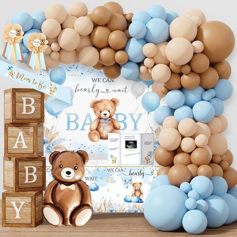Bear Baby Shower Decorations Party Supplies, We Can Bearly Wait Baby Shower Decoration, Backdrop Balloon Arch Box Mom to Be Sash Dad to Be Pin Tablecloths Bear Balloon in Saudi Arabia