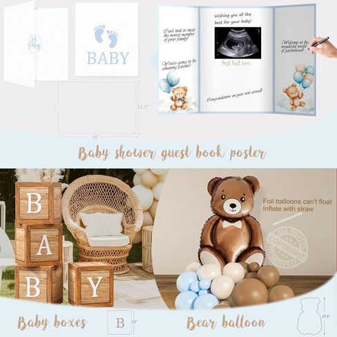 Bear Baby Shower Decorations Party Supplies, We Can Bearly Wait Baby Shower Decoration, Backdrop Balloon Arch Box Mom to Be Sash Dad to Be Pin Tablecloths Bear Balloon in Saudi Arabia