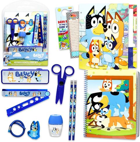 مجموعة اللوازم المدرسية Bluey - حزمة مع مجلد ، دفتر ملاحظات ، وسادة المذكرة ، أقلام الرصاص ، مسطرة ، ملصقات ، المزيد | عودة Bluey و Bingo إلى مجموعة الفصل الدراسي المدرسي in Saudi Arabia
