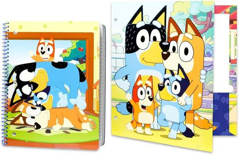 مجموعة اللوازم المدرسية Bluey - حزمة مع مجلد ، دفتر ملاحظات ، وسادة المذكرة ، أقلام الرصاص ، مسطرة ، ملصقات ، المزيد | عودة Bluey و Bingo إلى مجموعة الفصل الدراسي المدرسي in Saudi Arabia