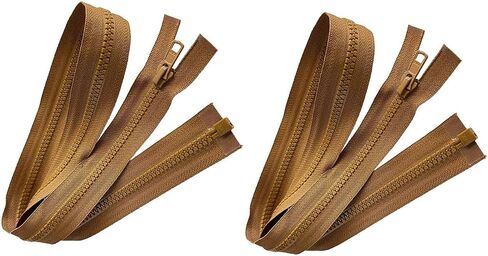 #3 Molded YKK Light Weight Jacket Separating Zipper - Choose Your Length - Color: Brown Gold: 857 - Made in The United States (2 Zippers Per Pack) (Brown Gold - 22" inches) in Saudi Arabia