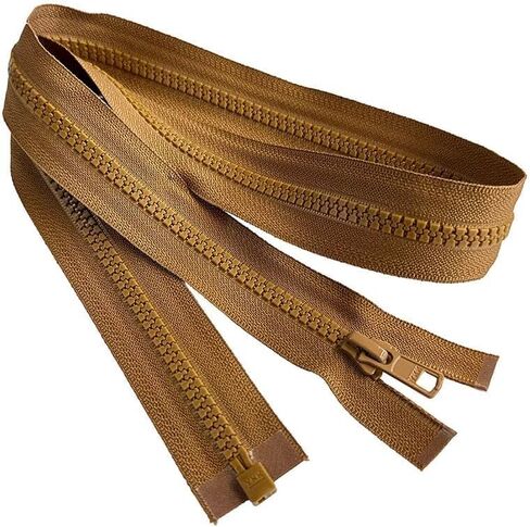 #3 Molded YKK Light Weight Jacket Separating Zipper - Choose Your Length - Color: Brown Gold: 857 - Made in The United States (2 Zippers Per Pack) (Brown Gold - 22" inches) in Saudi Arabia