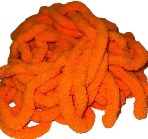 Chunky Chenille Orange Yarn for Crocheting and Handknitting ~ Big Bulky Fluffy Soft Chunky Blanket Yarn ~ DIY Crafts ~ Each Skein 28 oz in Saudi Arabia