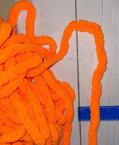 Chunky Chenille Orange Yarn for Crocheting and Handknitting ~ Big Bulky Fluffy Soft Chunky Blanket Yarn ~ DIY Crafts ~ Each Skein 28 oz in Saudi Arabia