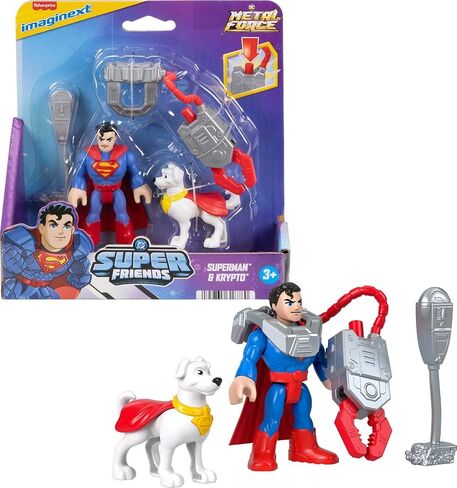 Fisher-Price Imaginext DC Super Friends, Metal Force Action Figures & Accessory Set with 3-inch Superman, Krypto Super Dog & Grabbing Tool in Saudi Arabia