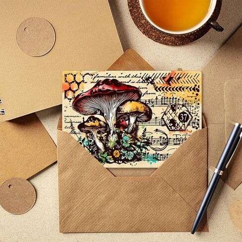 GLOBLELAND Mushroom and Text Background Clear Stamps for Cards Making Silicone Clear Stamp Seals 5.8x8.3inch Transparent Stamps for DIY Scrapbooking Photo Album Journal Home Decoration in Saudi Arabia