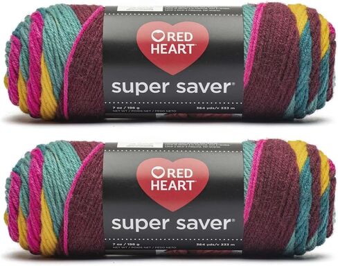 الشراء العام العام - Red Heart Super Saver Jeweltone Stripe Yarn - 2 حزمة من 141g/5oz - الأكريليك - 4 متوسطة (الصوفي) - 236 ياردة - الحياكة/الكروشيه in Saudi Arabia