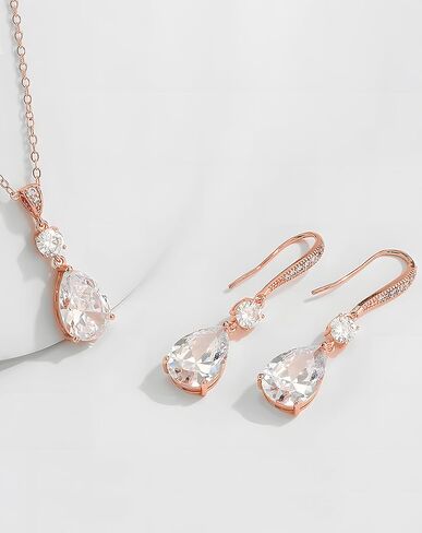 انخفاض الأقراط المتدلية للنساء، قطع الكمثرى مكعب زركونيا طويلة دمعة الزفاف أقراط الزفاف، الفضة روز الذهب مطلي النحاس النحاس مايكرو البطانة تشيكوسلوفاكيا رائع عادي بسيط غرامة مجوهرات هدايا مربع in Kuwait