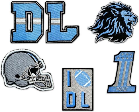 Detroit City American Football Embroidered Iron-On Patch Set of 6 Patches for Jackets, Hats, Backpacks, Apparel & Shirts in Saudi Arabia