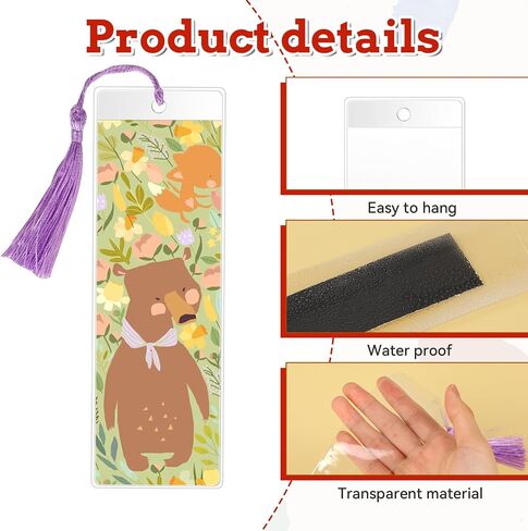 20Pcs Clear Bookmark Sleeves 7.2 x 2.4 Inch Plastic Blank Bookmark Holder Photo Booth Frames Book Marker Cover with Hole for Students Reading Wedding Valentine’s Gift Party Favor in Saudi Arabia