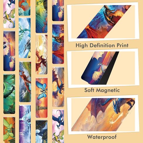30 PCS Fire Dragon Magnetic Lundmarks - Dragon Permchandise ، Cool Animal Page Book Marker ، Borkmark Pondmark as party form in Saudi Arabia