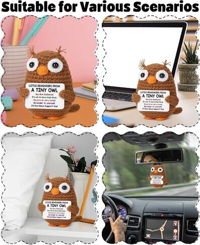 Positive Crochet Animals Owl Gifts for Friends Coworkers, Inspirational Cheer Up Gifts for Women Men, Emotional Support Crochet Owl with Little Reminders Card, Christmas Birthday Gift in Saudi Arabia