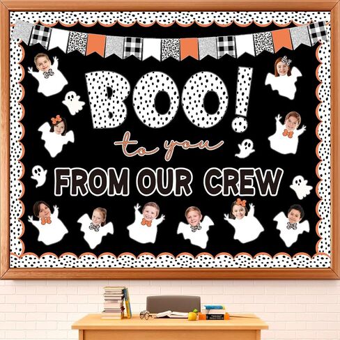 JarThenaAMCS 93 Pcs Halloween Ghost DIY Bulletin Board Decoration Funny Ghost Boo Paper Cutouts with 200 Pcs Glue Points for Halloween Birthday Party Classroom Photo in Saudi Arabia