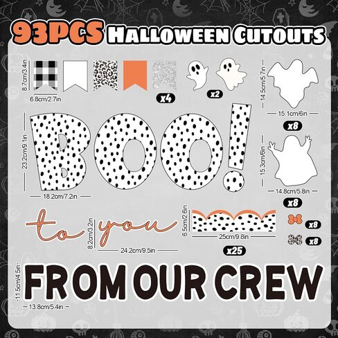 JarThenaAMCS 93 Pcs Halloween Ghost DIY Bulletin Board Decoration Funny Ghost Boo Paper Cutouts with 200 Pcs Glue Points for Halloween Birthday Party Classroom Photo in Saudi Arabia